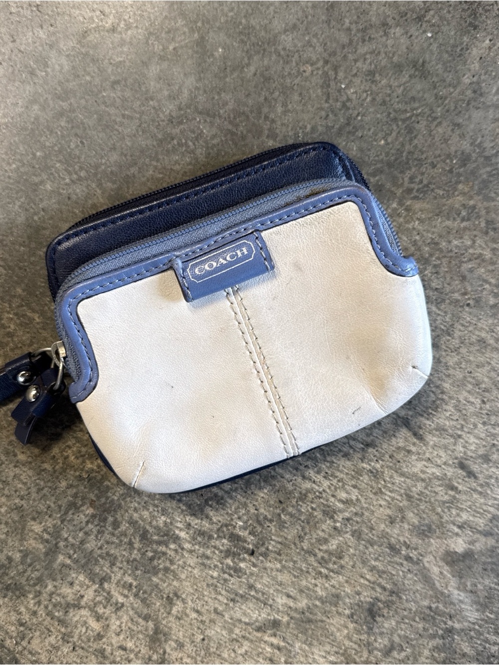Coach White & Blue Leather Wallet